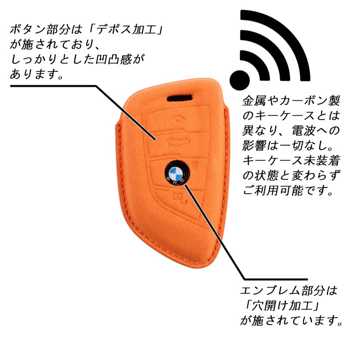BMW アルカンターラ キーケース F40 F45 F46 F48 F39 G01 G02 G20 G30 G29 G11 G12 F85 F86 などに キーカバー スウェード調 レザー 革 メンズ レディース アクセサリー カスタム パーツ カスタムパーツ グッズ