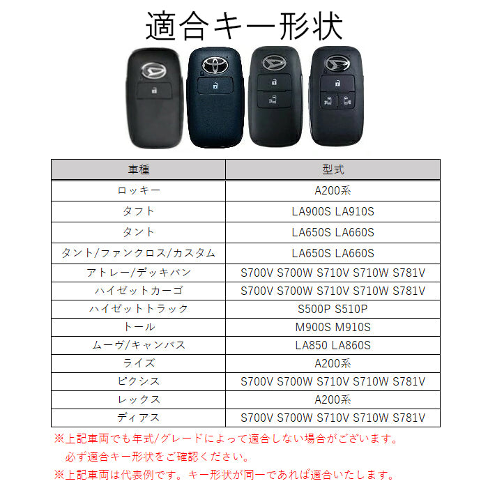 トヨタ ダイハツ スバル 専用 キーケース キーカバー クリア ライズ ロッキー タフト タント トール ムーヴ アトレー ハイゼット などに 2ボタン 3ボタン 4ボタン 片側スライド 両側スライド スマートキー ケース アクセサリー カスタム パーツ