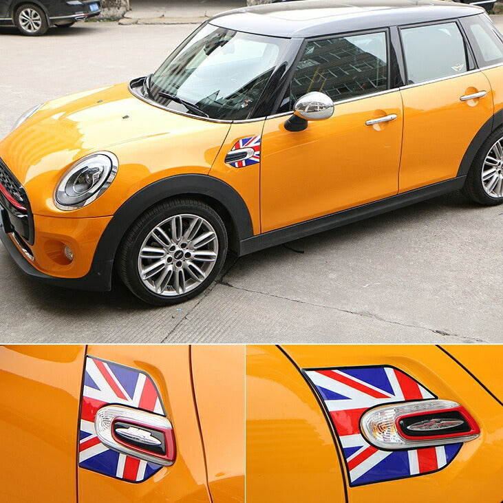 BMW MINI ミニクーパー サイド スカットル ステッカー 全4色 左右セット F55 F56 F57 デカール ユニオンジャック チェッカーフラッグ フロント フェンダー トリム 【カー用品のお店BeeTech】カスタマイズ 車用品 ドレスアップ カスタム パーツ 外装パーツ アクセサリー