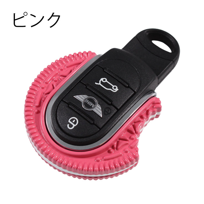 BMW MINI ミニクーパー 専用 キーカバー オレオ風 クッキー F54 F55 F56 F57 F60 着せ替え キーケース キーホルダー スマートキー キーレス キーリング キーキャップ KEY CAP グッズ アクセサリー カスタム パーツ おしゃれ かわいい