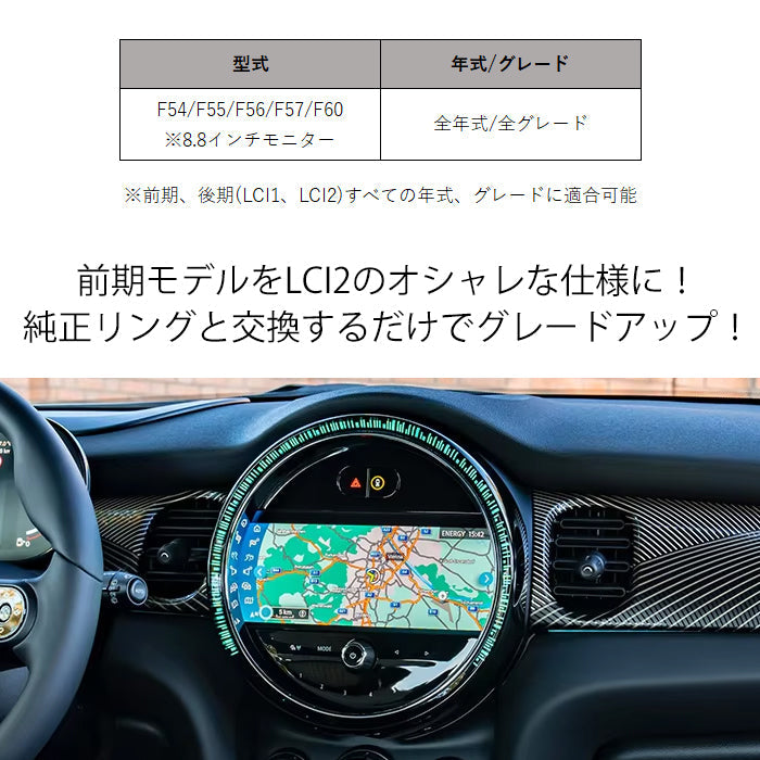 BMW MINI ミニ ミニクーパー iDrive ナビ 液晶 モニター LED リング LCI2仕様 F54 F55 F56 F57 F60 全年式適合可能 前期 後期 LCI LCI1 LCI2 アクセサリー カスタム パーツ カスタムパーツ グッズ 内装 インテリア