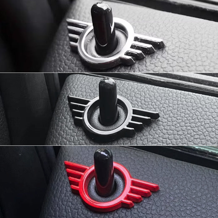 BMW MINI ミニ ミニクーパー ドアロック エンブレム 2個セット F54 F55 F56 F57 F60 R50 R52 R53 R55 R56 R57 R58 R59 R61 ドアロックピン ドア ロック ピン ステッカー アクセサリー カスタム パーツ カスタムパーツ 内装 外装 グッズ