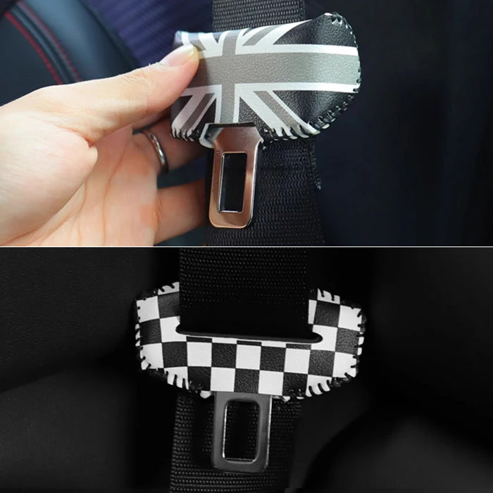 BMW MINI ミニ ミニクーパー シートベルト バックル カバー 2個セット F54 F55 F56 F57 F60 J01 J05 R50 R52 R53 R55 R56 R57 R58 R59 R60 R61 PUレザー製 シートベルトカバー アクセサリー カスタム パーツ カスタムパーツ ドレスアップ 内装