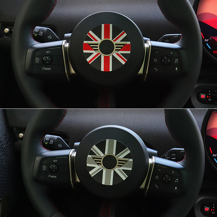 BMW MINI ミニ ミニクーパー ステアリング ステッカー F65 F66 F67 J01 J05 U25 ハンドルカバー ステアリングカバー ハンドル エンブレム シール ユニオンジャック チェッカーフラッグ JCW アクセサリー カスタム パーツ カスタムパーツ
