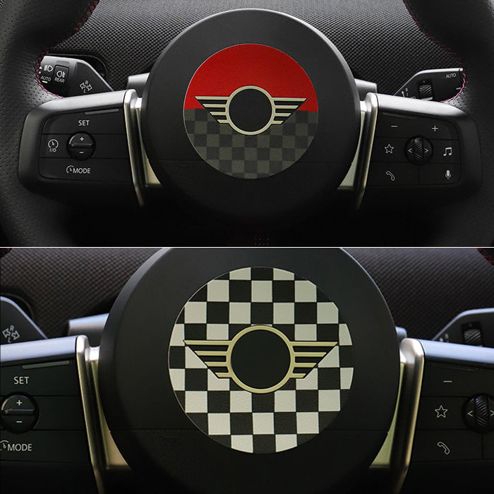 BMW MINI ミニ ミニクーパー ステアリング ステッカー F65 F66 F67 J01 J05 U25 ハンドルカバー ステアリングカバー ハンドル エンブレム シール ユニオンジャック チェッカーフラッグ JCW アクセサリー カスタム パーツ カスタムパーツ