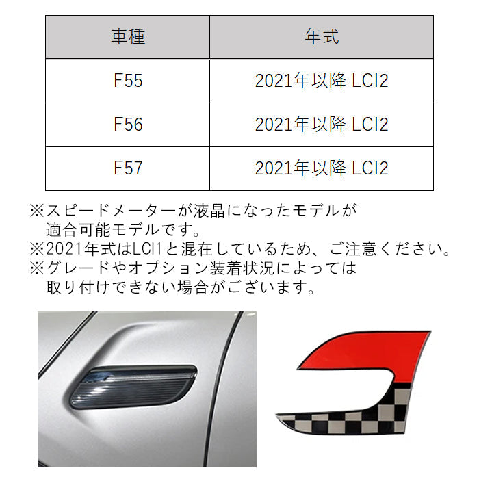 BMW MINI ミニ ミニクーパー サイド スカットル ステッカー F55 F56 F57 後期 LCI2 左右セット ユニオンジャック チェッカーフラッグ JCW デカール フロントフェンダー シール アクセサリー カスタム パーツ カスタムパーツ