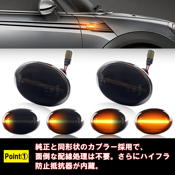 BMW MINI ミニ ミニクーパー LED サイドマーカー R55 R56 R57 R58 R59 シーケンシャルウインカー 左右セット ウインカー ウィンカー サイドウインカー サイドウィンカー 流れる ワン クーパー クーパーS アクセサリー カスタム パーツ カスタムパーツ ドレスアップ 外装