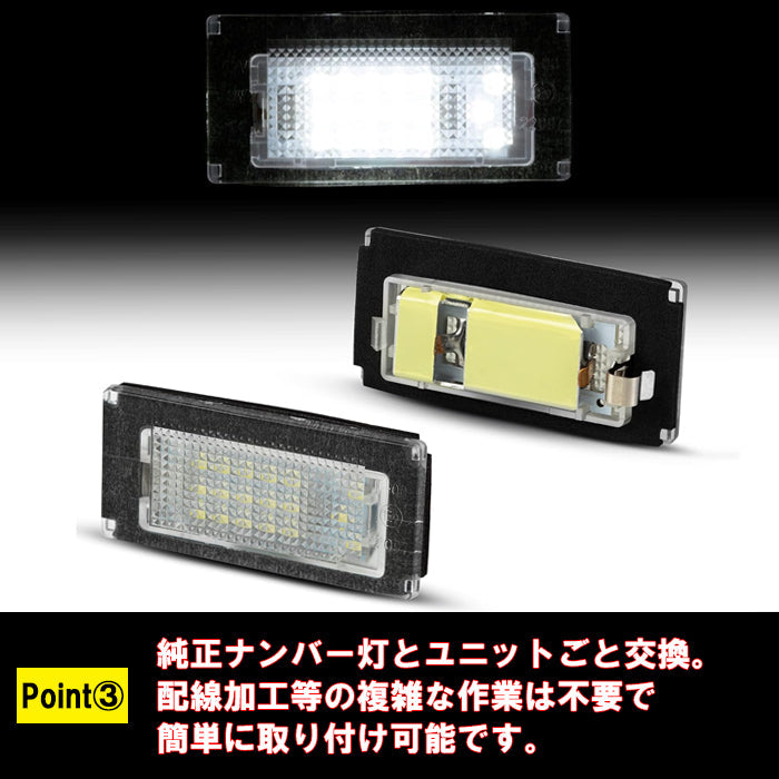 BMW MINI ミニ ミニクーパー ナンバー灯 R50 R52 R53 LED キャンセラー内蔵 ライセンスランプ ライセンスライト 交換 18連 SMD 防水 車検対応 ホワイト 爆光 明るい アクセサリー カスタム パーツ カスタムパーツ