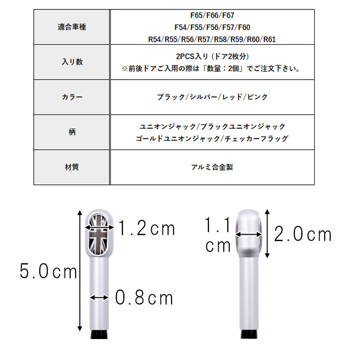 BMW MINI ミニ ミニクーパー ドア ロック ピン F65 F66 F67 F54 F55 F56 F57 F60 R55 R56 R57 R59 R58 R60 R61 アルミ製 ユニオンジャック ブラックユニオンジャック チェッカーフラッグ ドアロックピン アクセサリー カスタム パーツ カスタムパーツ