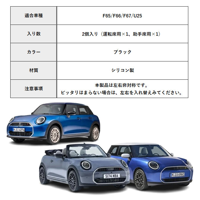 BMW MINI ミニ ミニクーパー F65 F66 F67 U25 ドアハンドル 小物入れ シリコン カバー マット 左右セット 運転席 助手席 ドアポケット 収納 ボックス 車内 傷防止 汚れ防止 アクセサリー カスタム パーツ カスタムパーツ