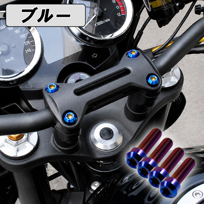 Z900RS カフェ SE CAFE ハンドルポスト クランプ チタンボルト 4本セット kawasaki カワサキ トップブリッジ  バーハンドル ハンドルクランプ 外装 カスタムパーツ カスタム ドレスアップ アクセサリー