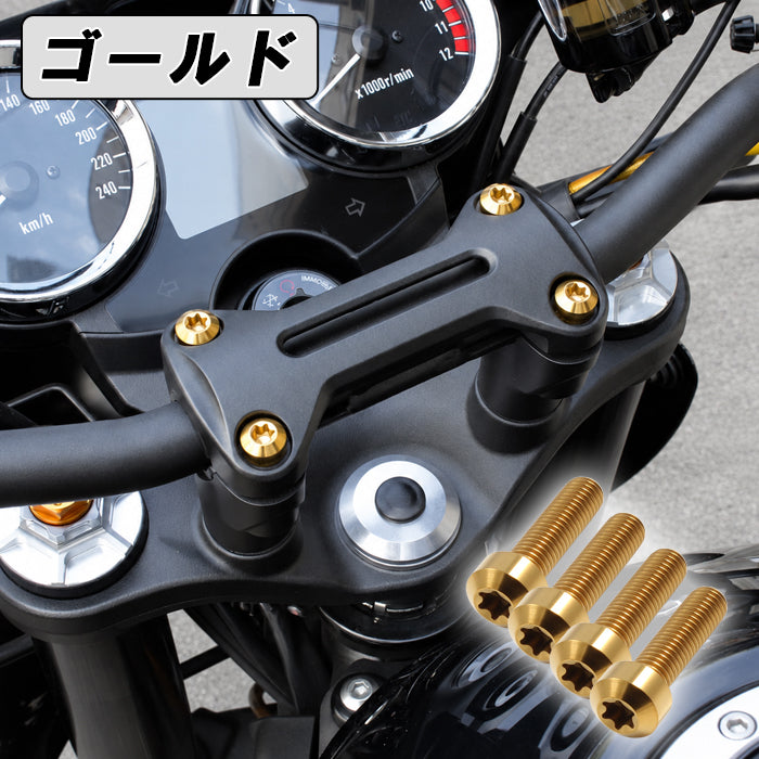 Z900RS カフェ SE CAFE ハンドルポスト クランプ チタンボルト 4本セット kawasaki カワサキ トップブリッジ  バーハンドル ハンドルクランプ 外装 カスタムパーツ カスタム ドレスアップ アクセサリー