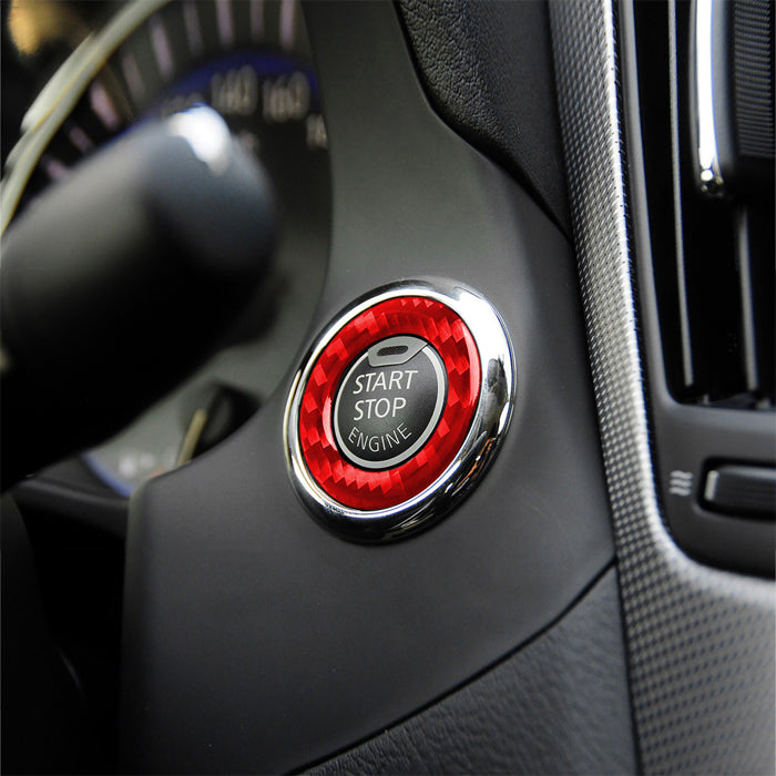 日産 スタートボタン リング カーボン エクストレイル T32 スカイライン V37 ティアナ L33 ニッサン エンジン プッシュ スタート ストップ ボタン アクセサリー カスタム パーツ カスタムパーツ 内装 ドレスアップ