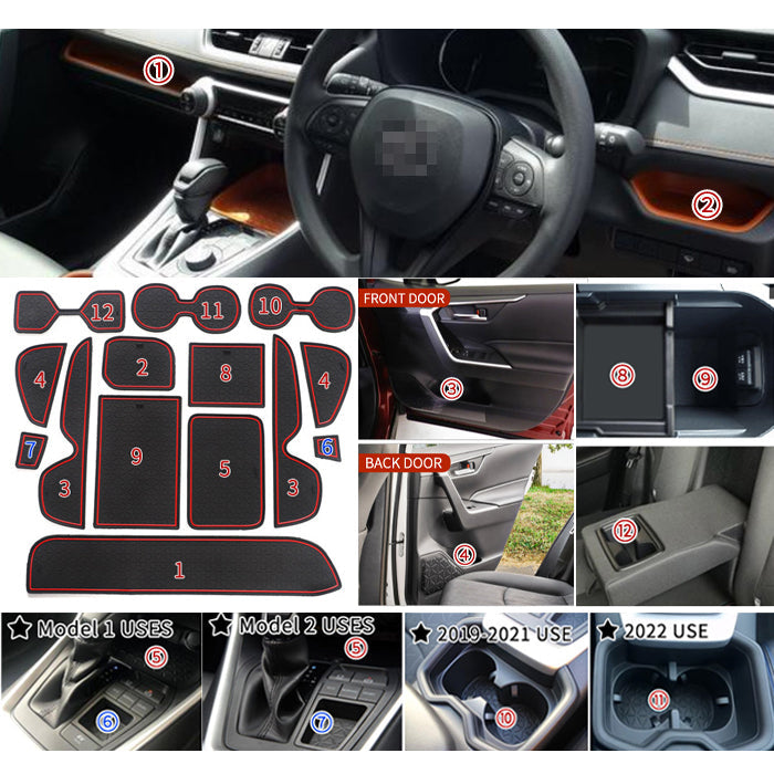 トヨタ 50系 RAV4 ノンスリップ ラバーマット 1台分 14枚セット ノンスリップラバーマット ドリンクホルダー 専用 ドアポケット マット インテリア ゴムマット アクセサリー カスタム パーツ カスタムパーツ 内装パーツ 収納 アドベンチャー オフロード PHV 便利グッズ