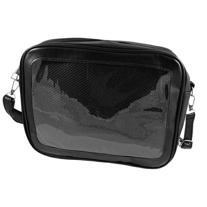 痛バッグ ショルダーバッグ PUレザー製 痛バ いたバッグ いたバ オタ活 ヲタ活 推し活 ヲタバッグ オタバッグ 缶バッジ おし活 透明 クリア 窓 レディース カワイイ かわいい