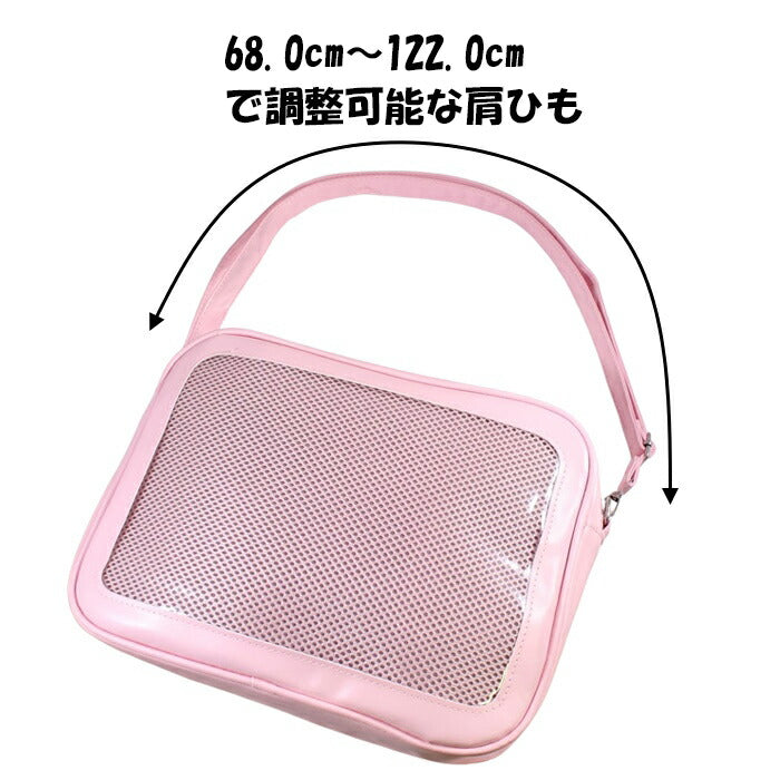 痛バッグ ショルダーバッグ PUレザー製 痛バ いたバッグ いたバ オタ活 ヲタ活 推し活 ヲタバッグ オタバッグ 缶バッジ おし活 透明 クリア 窓 レディース カワイイ かわいい