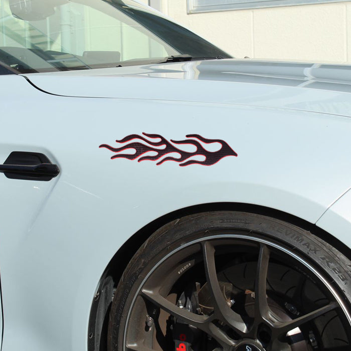 フレア ステッカー 汎用 2枚 左右セット 車 バイク ドリ車 JDM フェンダー ボンネット などに最適 フレアパターン 炎 メッキ シール エンブレム 外装 ドレスアップ アクセサリー カスタム パーツ カスタムパーツ