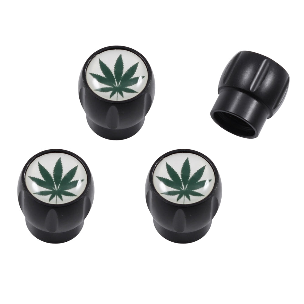 大麻柄 エア バルブ キャップ アルミ製 4個セット マリファナ柄 タイヤ 空気入れ 車 バイク 原付 エアバルブ エアーバルブ 交換 ヘンプ柄 ガンジャ エアバルブキャップ エアーバルブキャップ アクセサリー カスタム パーツ