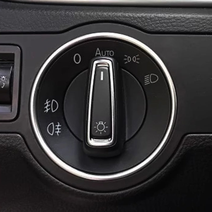 フォルクスワーゲン アルミ製 ヘッドライト スイッチ リング ゴルフ7 ゴルフ7.5 パサート トゥアレグ ポロ ビートル T-CROSS T-ROC など アクセサリー カスタム パーツ カスタムパーツ ドレスアップ 内装