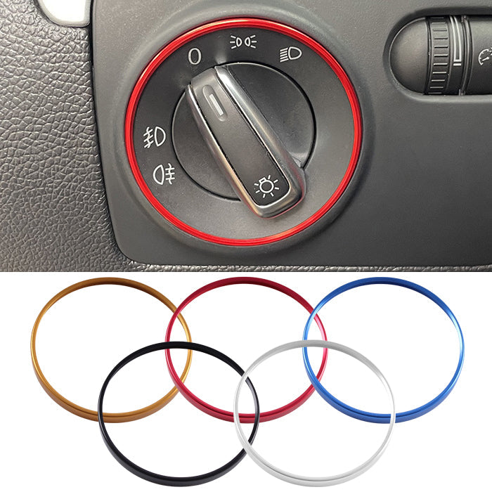 フォルクスワーゲン アルミ製 ヘッドライト スイッチ リング ゴルフ7 ゴルフ7.5 パサート トゥアレグ ポロ ビートル T-CROSS T-ROC など アクセサリー カスタム パーツ カスタムパーツ ドレスアップ 内装