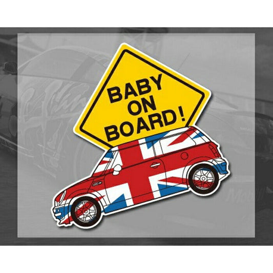 BABY ON BOARD ステッカー 送料無料 ミニクーパー デザイン MINI COOPERに最適！ BABY IN CAR 赤ちゃん乗ってます ユニオンジャック KIDS IN CAR【カー用品のお店BeeTech】車用品 カーアクセサリー おしゃれ 女性 男性 人気 カーアクセ 小物