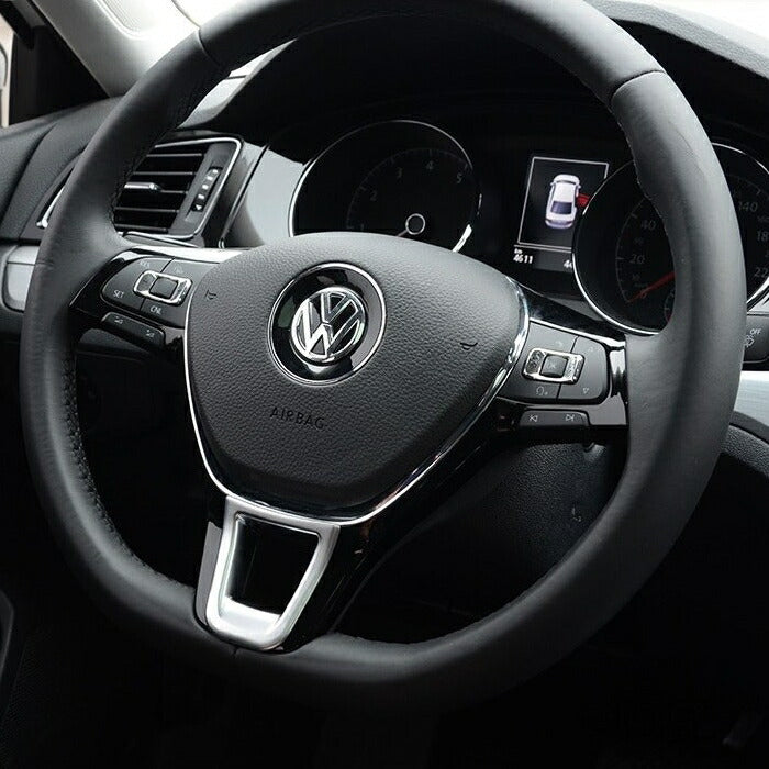 Volkswagen ステアリング トリム カバー シルバー 送料無料 Golf7 MK7 Polo Passat ガーニッシュ VW フォルクスワーゲン ゴルフ【カー用品のお店BeeTech】カスタマイズ 車用品 カーインテリア ドレスアップ 内装パーツ